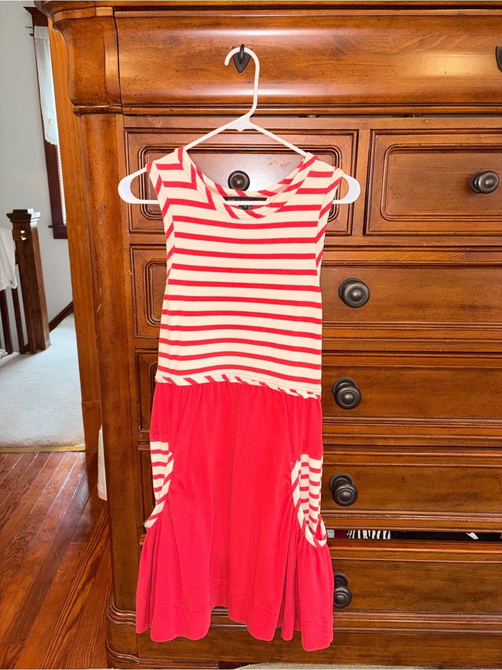 Marc by Marc Jacobs Red & Ivory Striped Sleeveless Dress Size Small